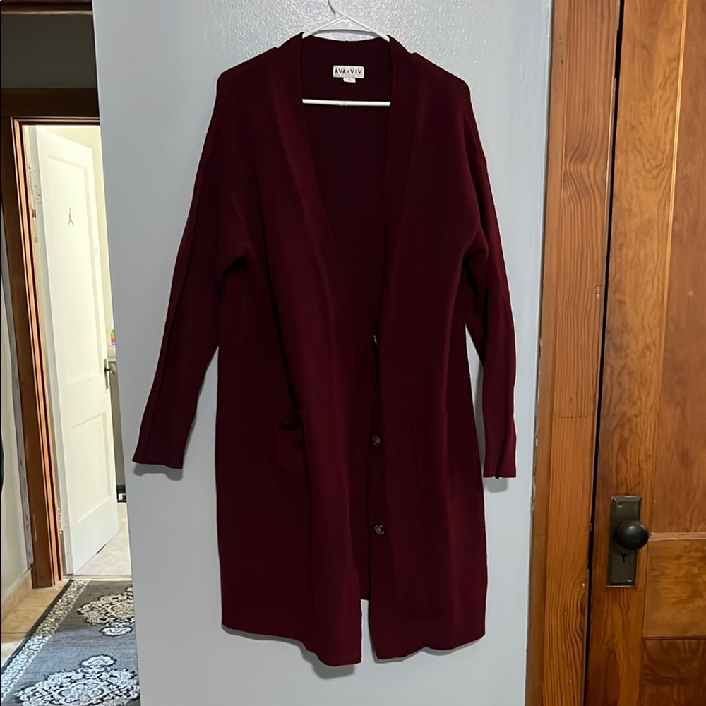 Ava & Viv Red Knit Cardigan Sweater